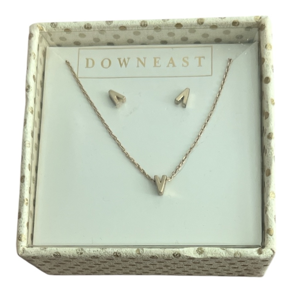 DownEast Gold-Tone Necklace and Earrings Set
